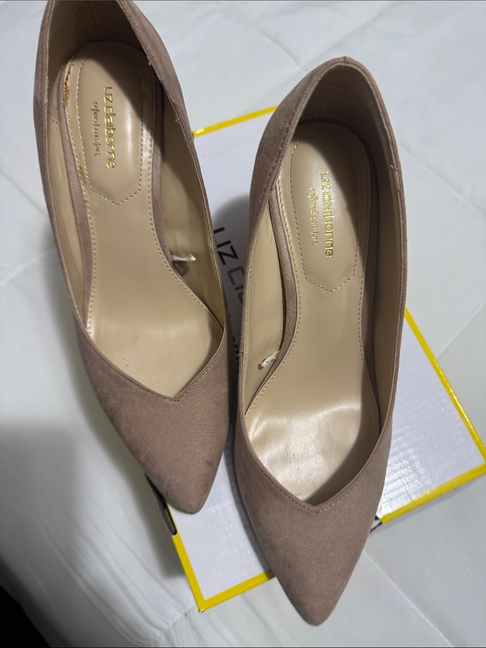 Liz Claiborne Taupe Suede Pointed-Toe Pumps